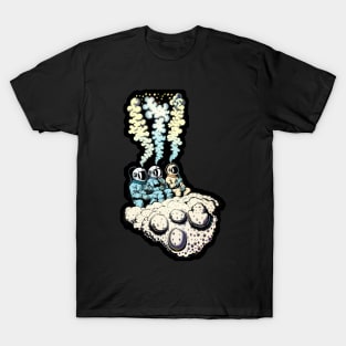 Three astronauts with smoking heads sitting on a cloud of moon T-Shirt